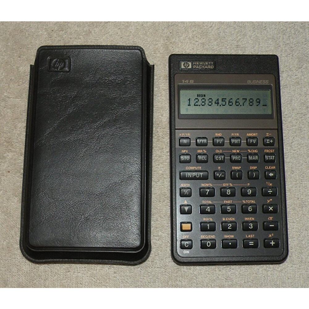 HP Hewlett Packard 14B Business Calculator Brown With Case Tested Working